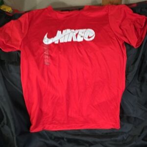 Nike Kids Bright Red Tee with White Logo